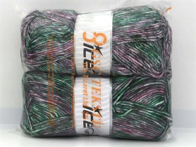 2x150gr. MEGA STAR Yün, Akrilik Çok renkli Kışlık, Yün, Batik Desenli