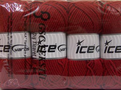 4x100gr. MERINO CHUNKY Akrilik, Merino Yün Koyu kırmızı Lüks, Merinos, Kışlık, Yün, Kalın