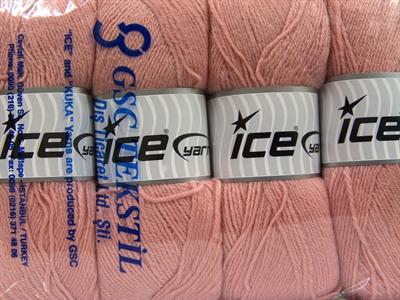 4x100gr. MERINO GOLD Akrilik, Merino Yün Gül pembe Lüks, Merinos, Kışlık