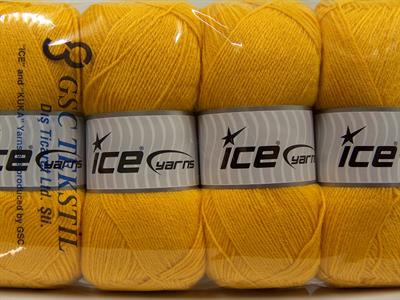 4x100gr. MERINO GOLD Akrilik, Merino Yün Sarı Lüks, Merinos, Kışlık