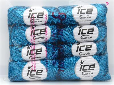 8x25gr. METALLIC GLITZ 25GR Metalik Simli Turkuaz Metalik Simli, Kışlık, Çok İnce, Yazlık İplikler