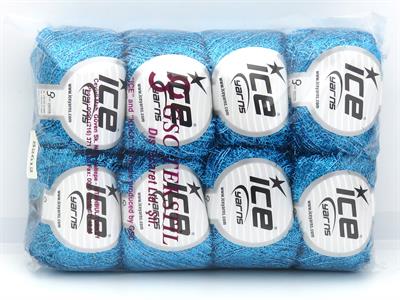 8x50gr. METALLIC GLITZ Metalik Simli Turkuaz Metalik Simli, Kışlık, Çok İnce, Yazlık İplikler