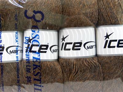 Lot of 4 x 100gr Skeins Ice Yarns MIRAGE (50% Wool) Yarn Brown Melange