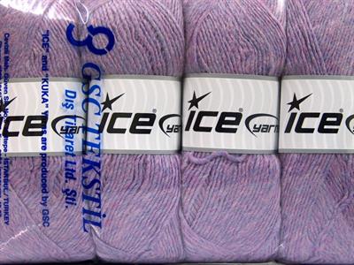 Lot of 4 x 100gr Skeins Ice Yarns MIRAGE (50% Wool) Yarn Lilac Melange