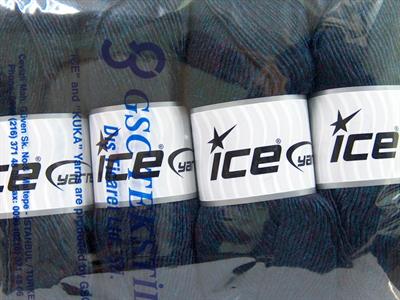 Lot of 4 x 100gr Skeins Ice Yarns MIRAGE (50% Wool) Yarn Navy Melange