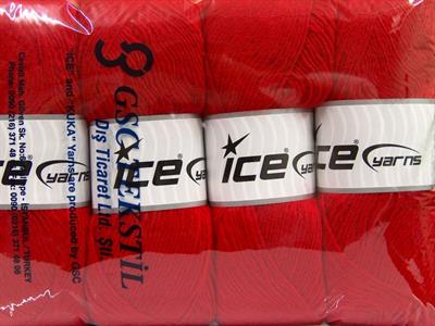 Lot of 4 x 100gr Skeins Ice Yarns MIRAGE (50% Wool) Hand Knitting Yarn Red