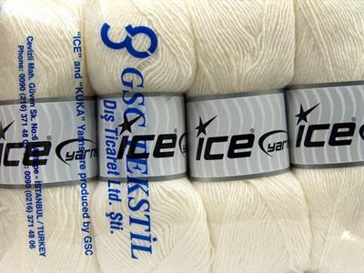 Lot of 4 x 100gr Skeins Ice Yarns MIRAGE (50% Wool) Hand Knitting Yarn White