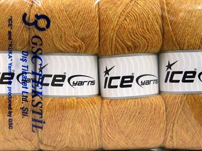 Lot of 4 x 100gr Skeins Ice Yarns MIRAGE (50% Wool) Yarn Yellow Melange