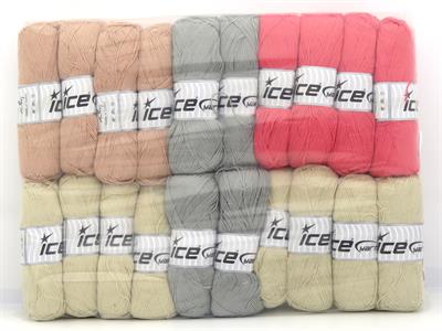 Lot of 20 x 100gr Skeins Ice Yarns Cotton Acrylic Yarns MIXED LOT (50% Cotton) Yarn Multicolor