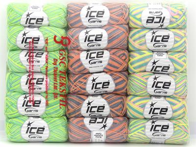 Lot of 18 Skeins Ice Yarns Baby Summer Color Yarns MIXED LOT (50% Cotton) Yarn Multicolor