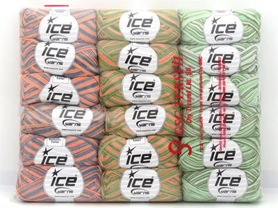 Lot of 18 Skeins Ice Yarns Baby Summer Color Yarns MIXED LOT (50% Cotton) Yarn Multicolor