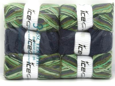 Lot of 6 x 150gr Skeins Ice Yarns Virgin Wool Sock Yarns MIXED LOT (75% Virgin Wool) Yarn Multicolor