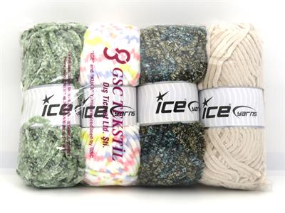 400 gr ICE YARNS Chenille Yarns MIXED LOT (100% MicroFiber) Yarn Multicolor