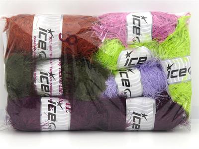 1200 gr ICE YARNS Eyelash Bulky Types MIXED LOT Hand Knitting Yarn Multicolor
