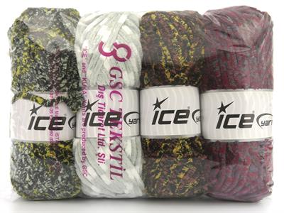 400 gr ICE YARNS Chenille Yarns MIXED LOT (100% MicroFiber) Yarn Multicolor