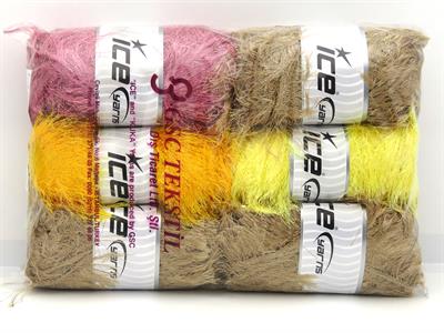 1200 gr ICE YARNS Eyelash Bulky Types MIXED LOT Hand Knitting Yarn Multicolor