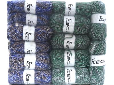 2000 gr ICE YARNS Mega Star Yarns MIXED LOT (20% Wool) Yarn Multicolor
