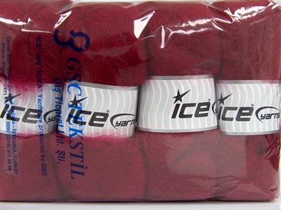 Lot of 4 x 100gr Skeins Ice Yarns MOHAIR CLASSIC (30% Mohair 25% Wool) Yarn Burgundy