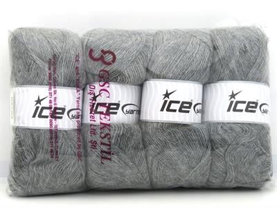 Lot of 4 x 100gr Skeins Ice Yarns MOHAIR PASTEL (10% Mohair 15% Wool) Yarn Grey