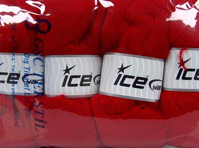Lot of 4 x 100gr Skeins Ice Yarns MOHAIR PASTEL (10% Mohair 15% Wool) Yarn Bright Red