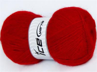Lot of 4 x 100gr Skeins Ice Yarns MOHAIR PASTEL (10% Mohair 15% Wool) Yarn Bright Red