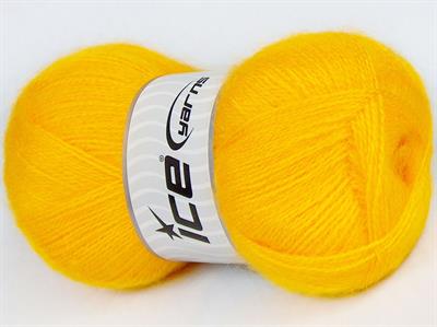 Lot of 4 x 100gr Skeins Ice Yarns MOHAIR PASTEL (10% Mohair 15% Wool) Yarn Yellow