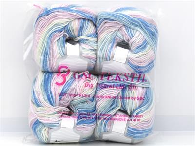 4x100gr. MONA LISA Pamuk Pembe, Mavi, Beyaz, Sarı, Açık Yeşil Bebe, Yazlık İplikler, Pamuk, %100 Pamuk