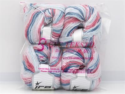 4x100gr. MONA LISA Pamuk Beyaz, Turkuaz, Somon, Açık Pembe Bebe, Yazlık İplikler, Pamuk, %100 Pamuk