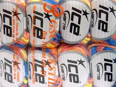 8x50gr. MONACO Akrilik Mavi, Sarı, Açık Somon Kışlık, Düz iplikler, Batik Desenli, Worsted, Zincir