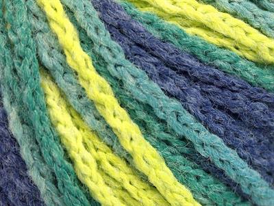 8x50gr. MONACO Akrilik Yeşil Tonları, Kot Mavisi Kışlık, Düz iplikler, Batik Desenli, Worsted, Zincir