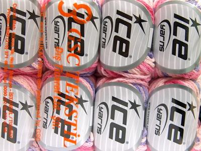 8x50gr. MONACO Akrilik Leylak, Pembe tonları Kışlık, Düz iplikler, Batik Desenli, Worsted, Zincir