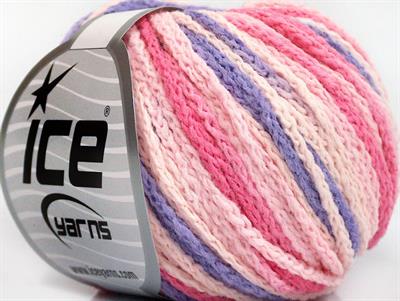 8x50gr. MONACO Akrilik Leylak, Pembe tonları Kışlık, Düz iplikler, Batik Desenli, Worsted, Zincir