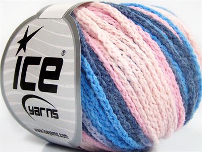 8x50gr. MONACO Akrilik Pembe tonları, Mavi Tonları Kışlık, Düz iplikler, Batik Desenli, Worsted, Zincir