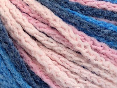 8x50gr. MONACO Akrilik Pembe tonları, Mavi Tonları Kışlık, Düz iplikler, Batik Desenli, Worsted, Zincir