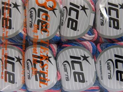 8x50gr. MONACO Akrilik Beyaz, Somon, Mavi Tonları Kışlık, Düz iplikler, Batik Desenli, Worsted, Zincir