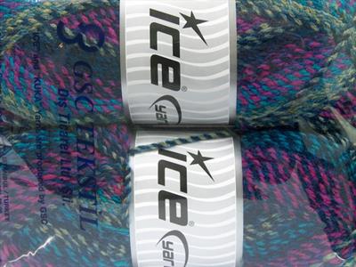 2x200gr. MOSAIC Akrilik Mor, Turkuaz, lacivert, Fuşya Kışlık, Düz iplikler, Batik Desenli, Worsted, 100% Akrilik