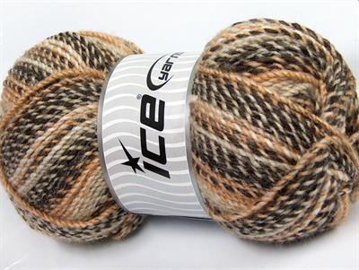 2x200gr. MOSAIC Akrilik Kahverengi, Krem, Bej Kışlık, Düz iplikler, Batik Desenli, Worsted, 100% Akrilik