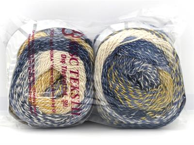 2x200gr. MOSAIC COTTON Pamuk, Akrilik Mavi, Krem, Altın, Bej Yazlık İplikler, Pamuk, Düz iplikler, Batik Desenli, Worsted, Akrilik