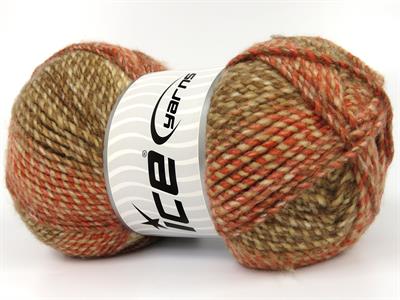 2x200gr. MOSAIC Akrilik Krem, Kahverengi Tonları, Somon Tonları Kışlık, Düz iplikler, Batik Desenli, Worsted, 100% Akrilik