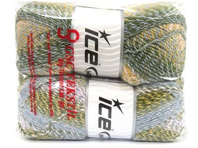 2x200gr. MOSAIC Akrilik Yeşil, Mavi, Altın, Açık Pembe Kışlık, Düz iplikler, Batik Desenli, Worsted, 100% Akrilik