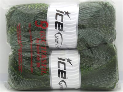 2x200gr. MOSAIC Akrilik Yeşil Tonları Kışlık, Düz iplikler, Batik Desenli, Worsted, 100% Akrilik