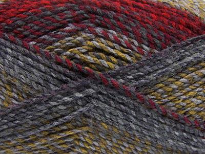 2x200gr. MOSAIC Akrilik Gri, Bordo, Zeytin Yeşili Kışlık, Düz iplikler, Batik Desenli, Worsted, 100% Akrilik