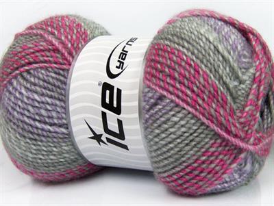 2x200gr. MOSAIC Akrilik Pembe, Leylak, Gri Kışlık, Düz iplikler, Batik Desenli, Worsted, 100% Akrilik