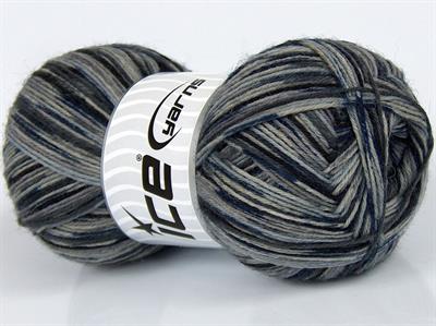 Lot of 4 x 100gr Skeins Ice Yarns MULTICOLOR SOCK (75% Superwash Wool) Yarn Grey Shades Blue