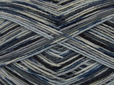 Lot of 4 x 100gr Skeins Ice Yarns MULTICOLOR SOCK (75% Superwash Wool) Yarn Grey Shades Blue