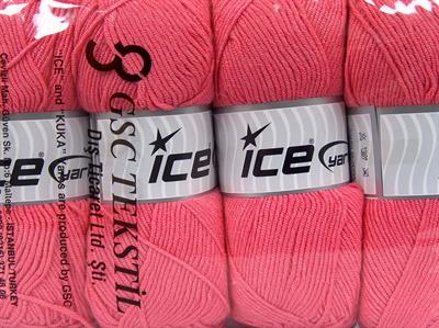 4x100gr. MY BABY  Şeker pembe Kışlık, Düz iplikler, Worsted, 100% Akrilik , Anti-Pilling