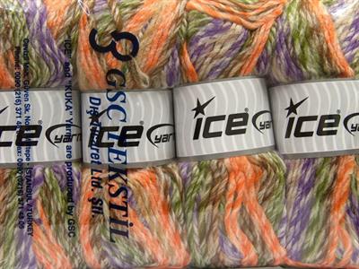 4x100gr. MYSTIQUE Yün, Akrilik Kahverengi, Yeşil, Leylak, Turuncu, Bej Kışlık, Yün, Batik Desenli, Kalın