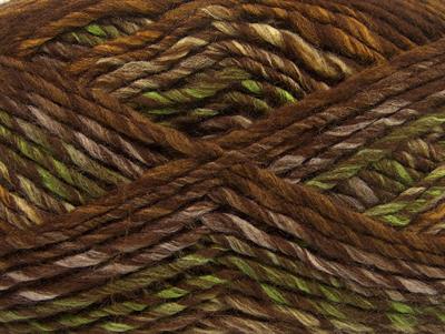 4x100gr. MYSTIQUE Yün, Akrilik Yeşil, Kahverengi Tonları Kışlık, Yün, Batik Desenli, Kalın