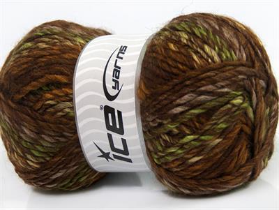 4x100gr. MYSTIQUE Yün, Akrilik Yeşil, Kahverengi Tonları Kışlık, Yün, Batik Desenli, Kalın