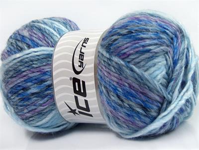 4x100gr. MYSTIQUE Yün, Akrilik Mor, Gri, Mavi Tonları Kışlık, Yün, Batik Desenli, Kalın